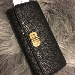 Michael Kors Black Leather Wallet with Gold Accents